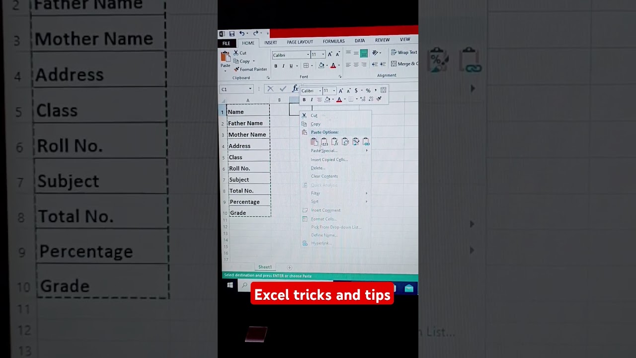 Top Excel Tips & Tricks for Beginners 🚀 | Quick Short Video