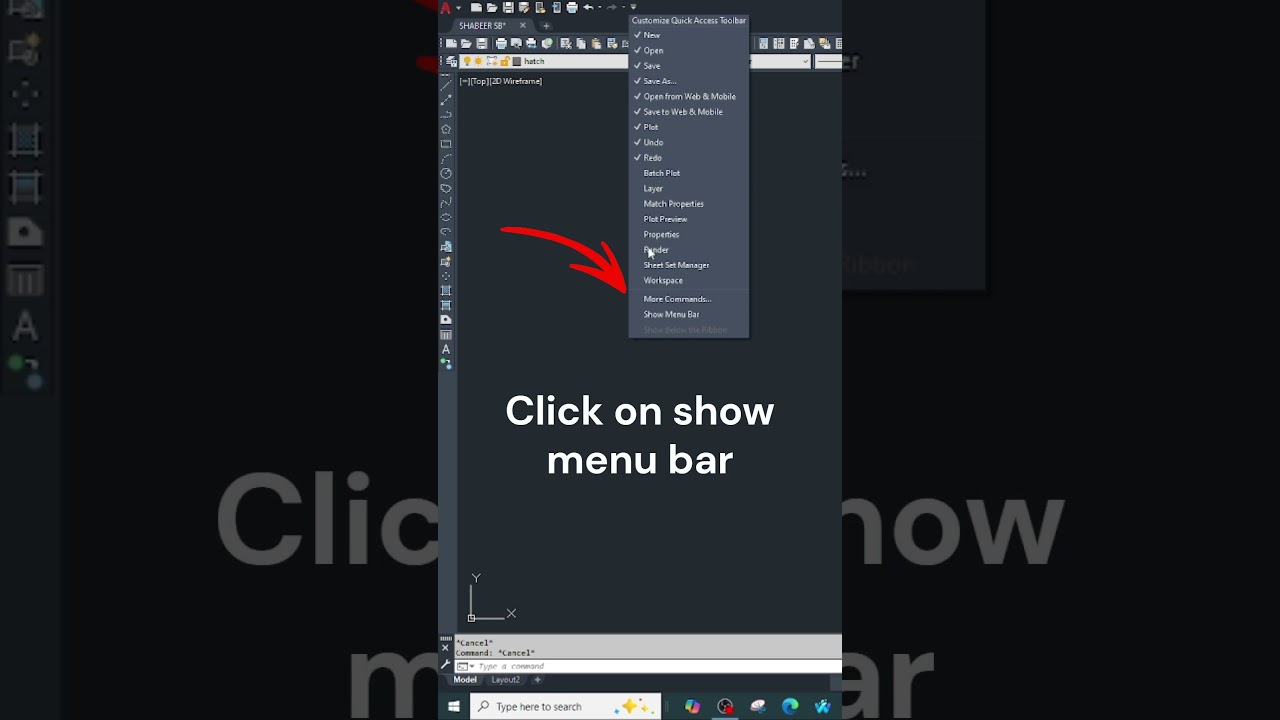 Menu Bar Not Showing in AutoCAD