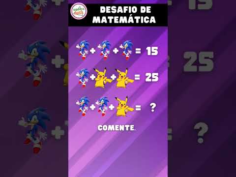 Desafio de Matemática #short #shorts #matemática #shortsvideo #shortvideo #quiz#soma #sonic #pokemon