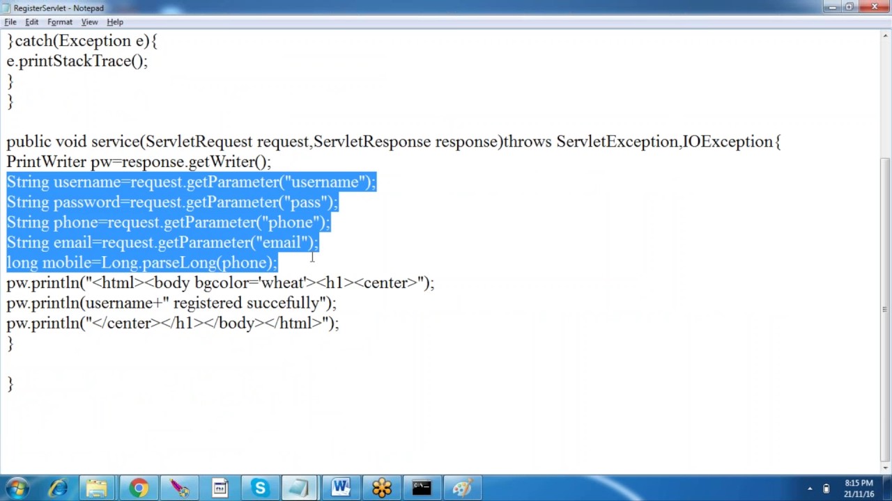 Register & Login Servlet Implementation