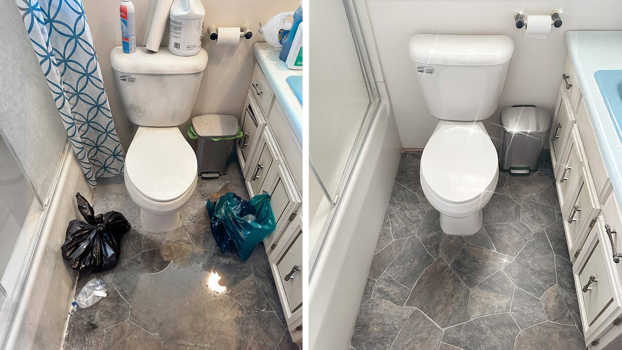 Transforming a Filthy Bathroom in One Day for Free (Deep Clean)