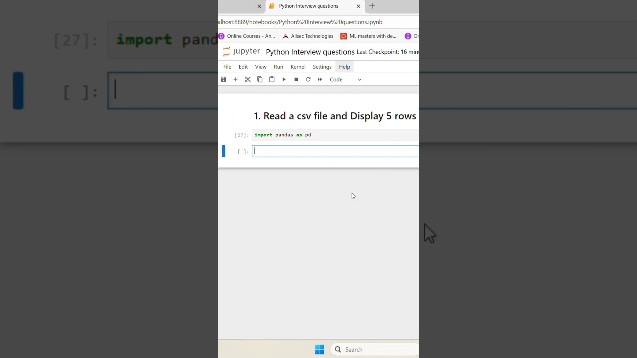 How to read CSV file and display top 5 rows in python #coding #python #interviewquestions