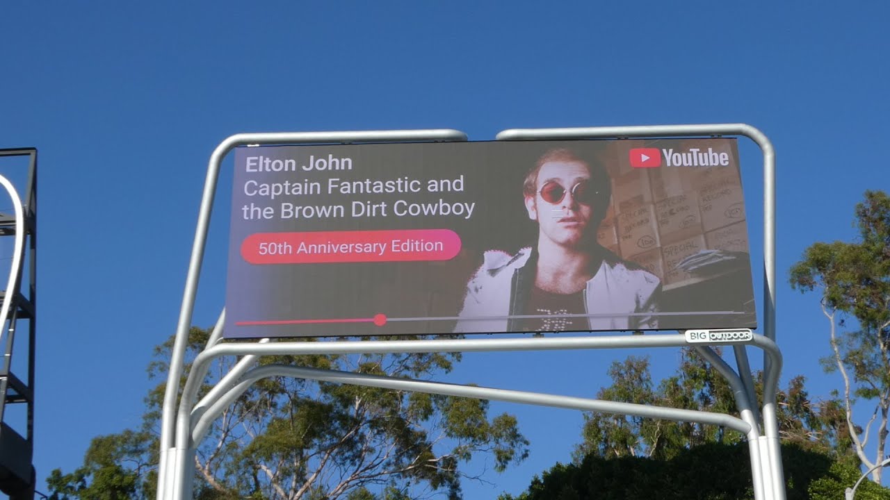 Elton John's 'Captain Fantastic and the Brown Dirt Cowboy' 50th Anniversary Edition Billboard in LA