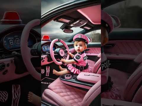 Little Police Officers Driving a Bugatti 🚓👮♀️👮♂️ | Adorable Baby Cops in Action!