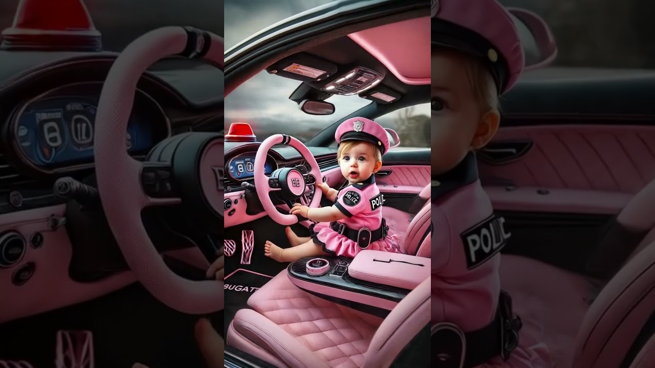 Cute Baby Police Officers Take the Wheel of a Luxury Bugatti 🚓