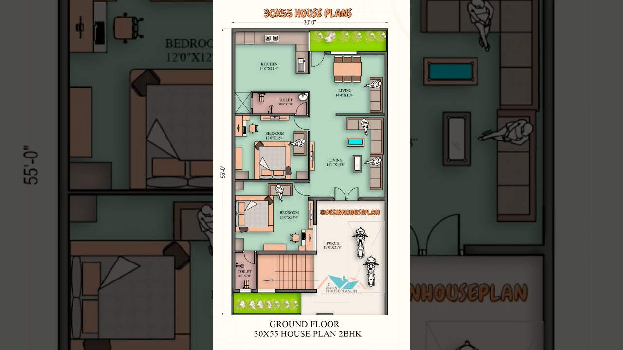 30x55 East-Facing 2BHK House Plan with Parking π