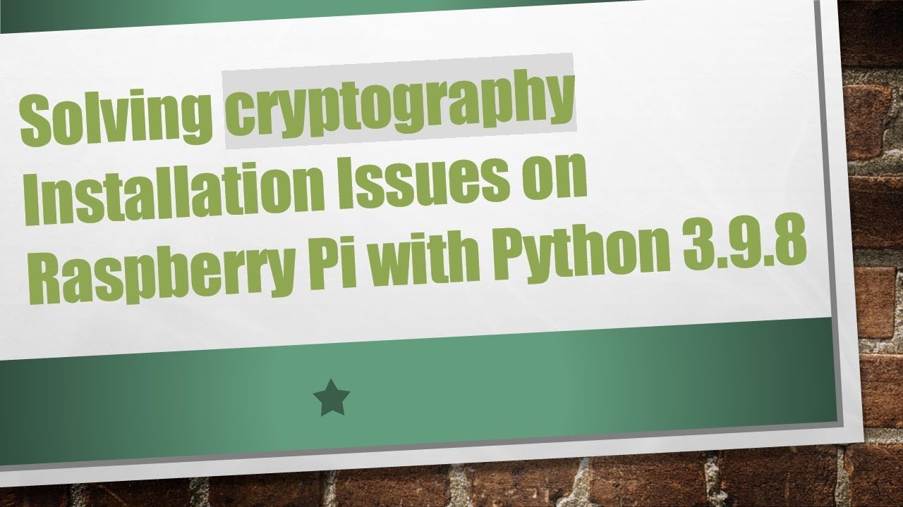 Fix cryptography Install on Raspberry Pi with Python 3.9