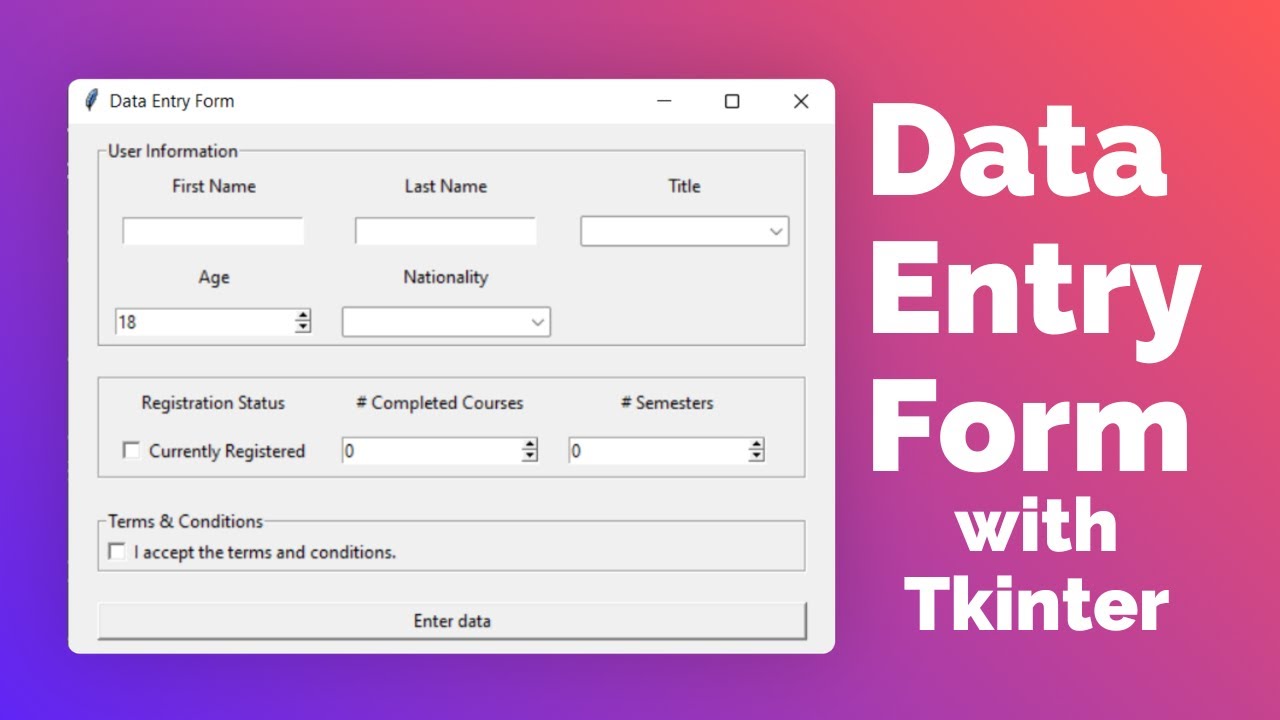 Tkinter Data Entry Form Tutorial for Beginners 📋