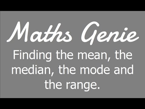 Finding the Mean, Median, Mode and Range