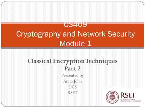 CS409  Cryptography Module 1 Encryption Techniques Part 2