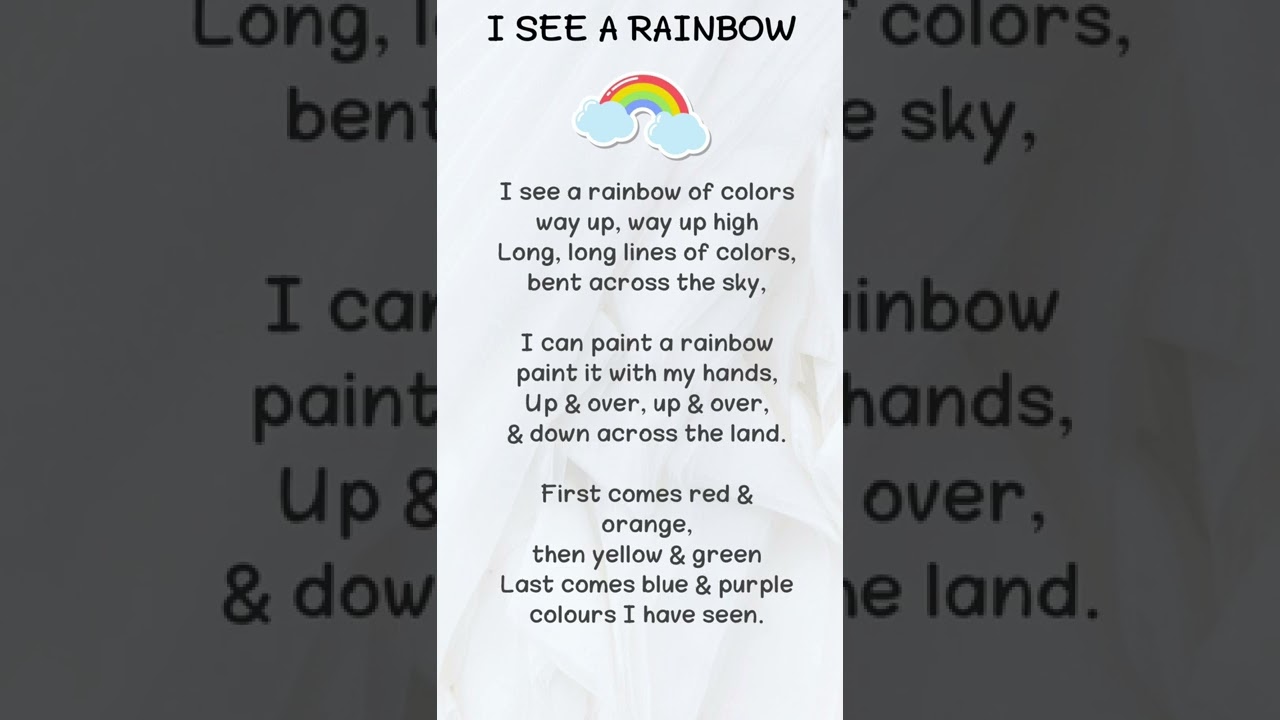 I see a rainbow | English poem for kids | Poems in English | #shorts