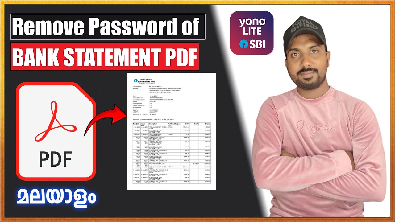 SBI Bank Statement PDF Password Removal Malayalam 2024
