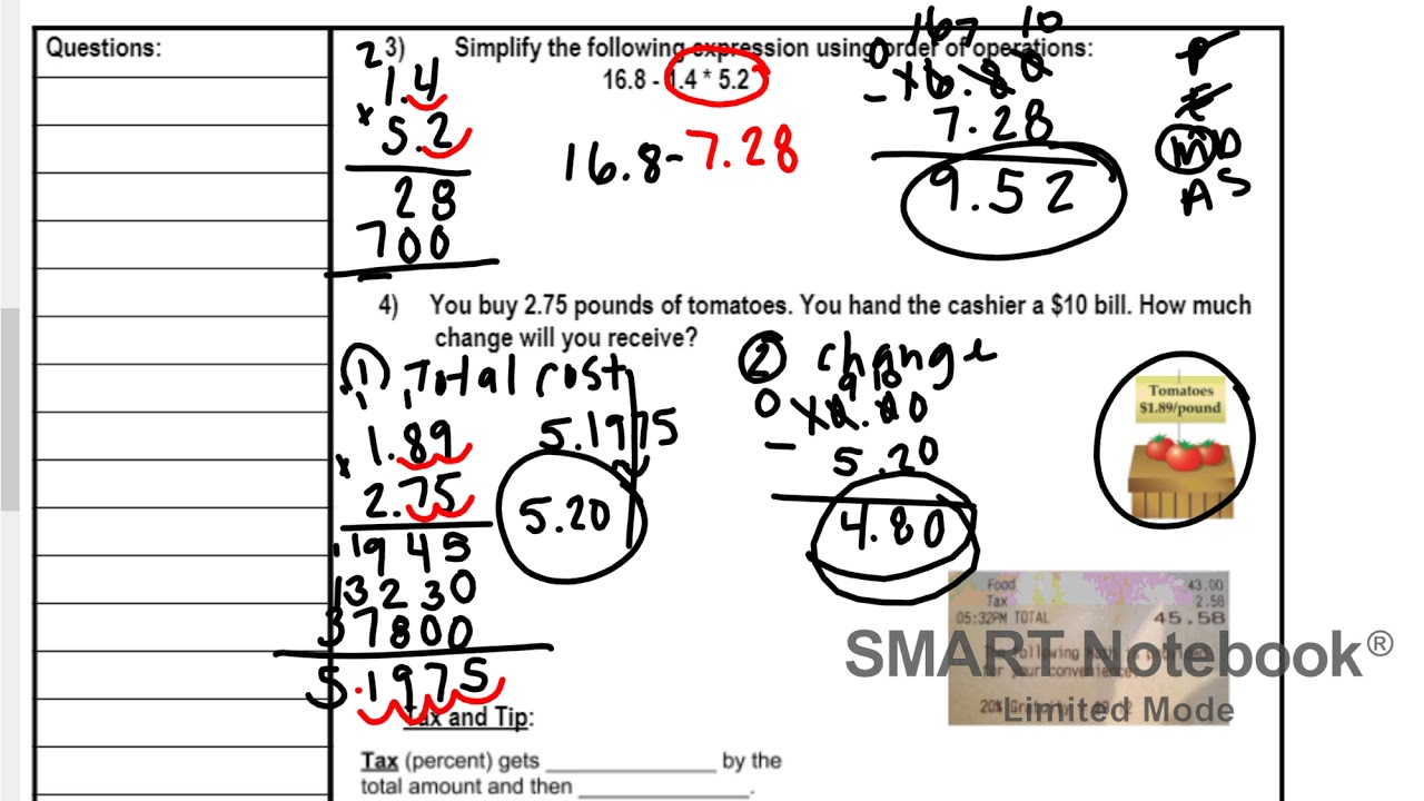 Lesson 2.5: Multiplying Decimals