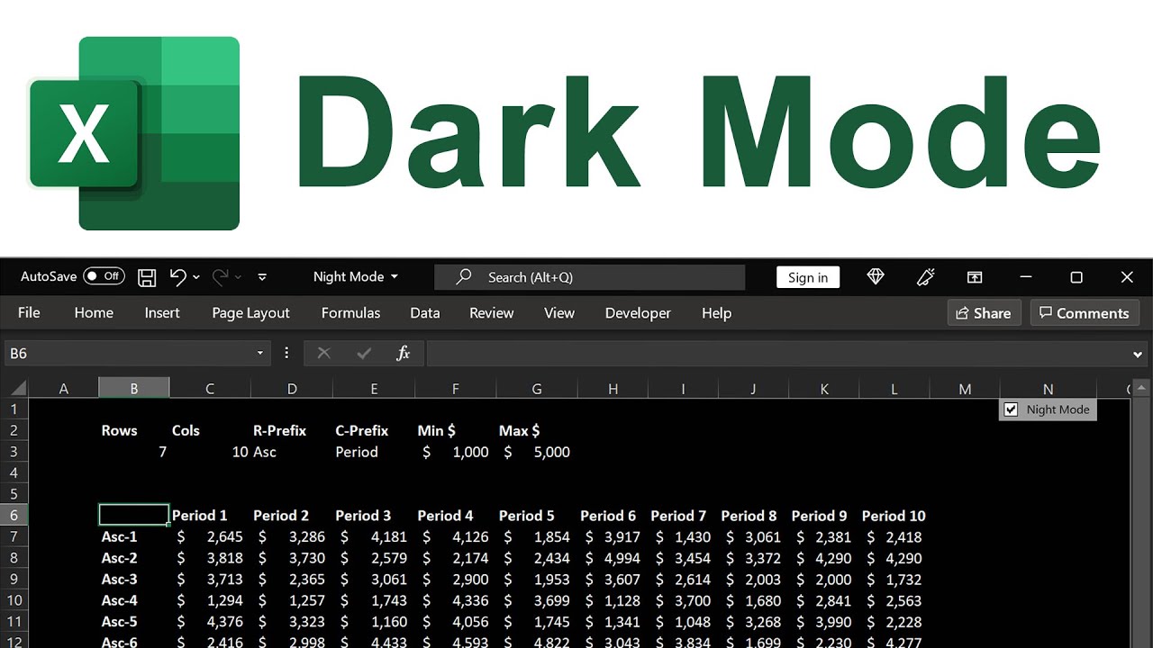 Excel Full Dark Mode (No VBA Needed) 🌙
