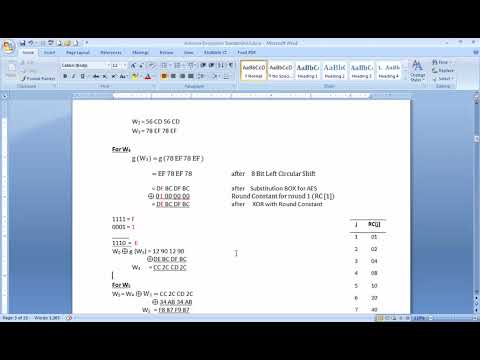 How to do Key Expansion in AES Algorithm Key Part 2