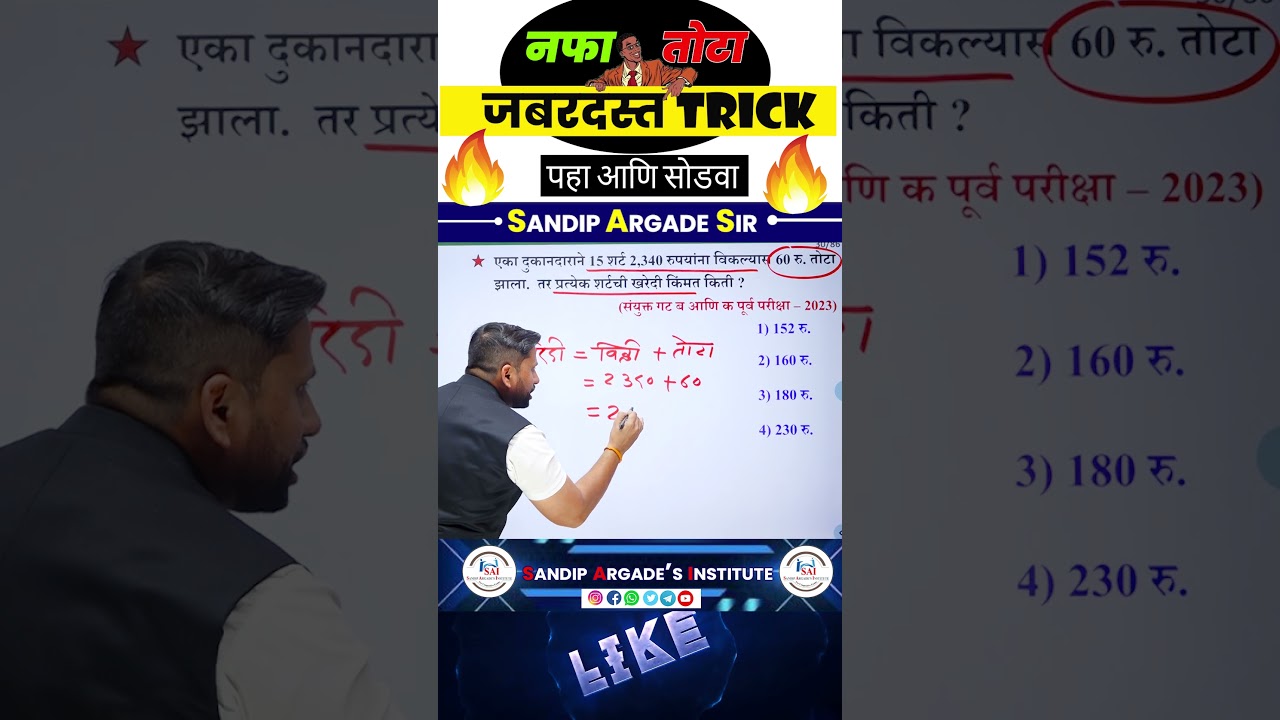 Profit & Loss Explained 🔥 | Quick Math Tricks for MPSC & More