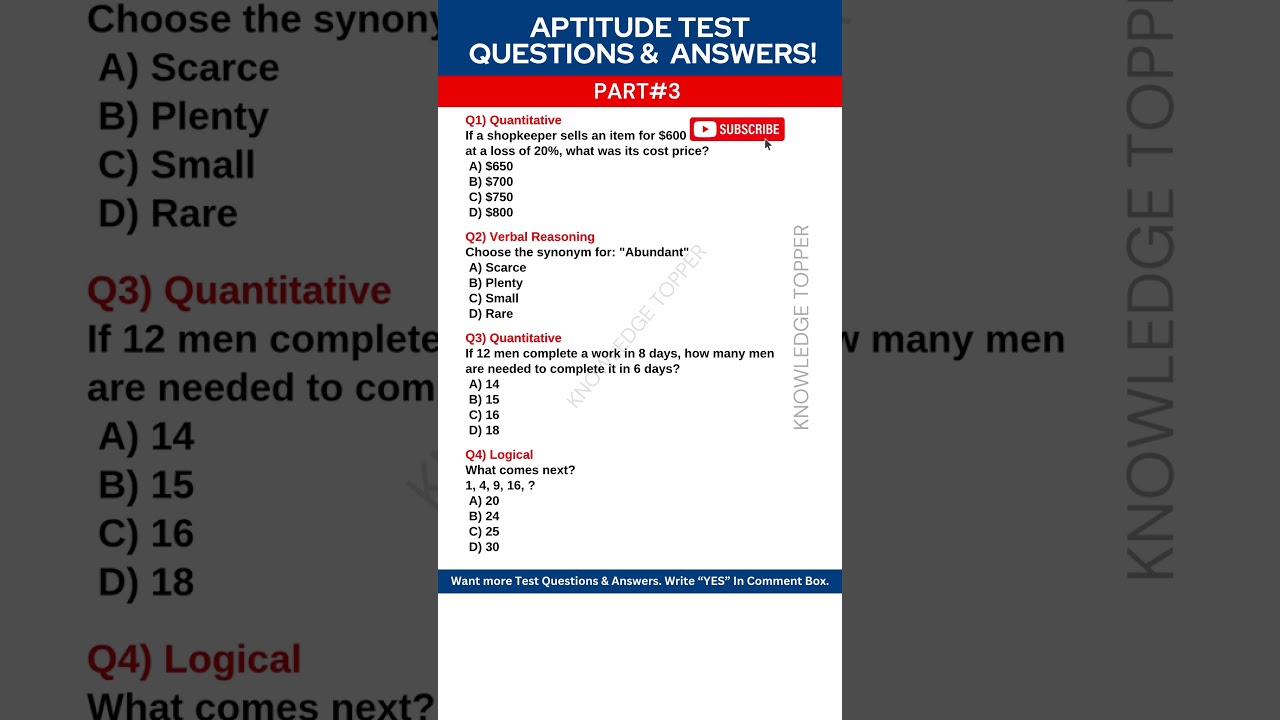 Aptitude Test Prep: Key Questions & Solutions 📝
