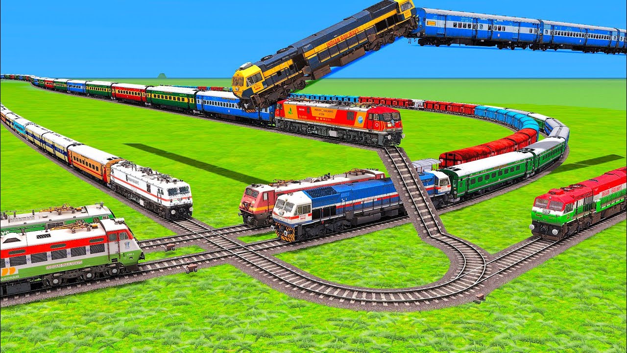 8 Trains at Bumpy Curve Crossing 🚆