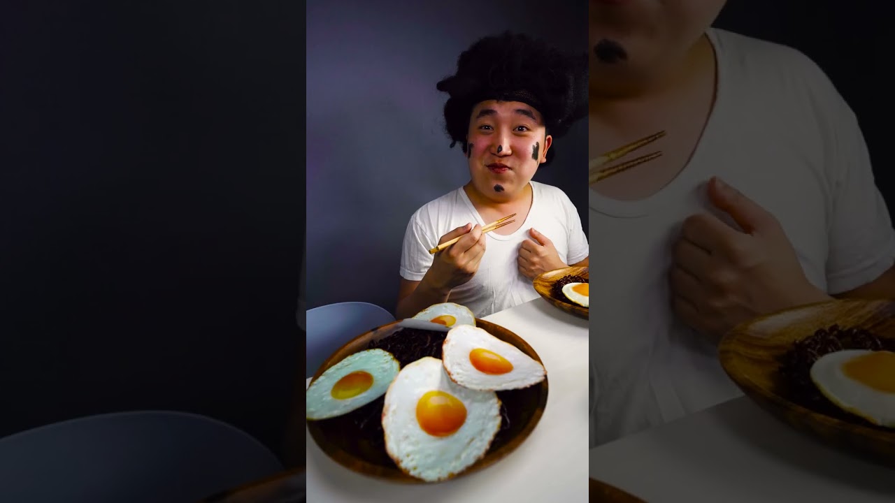Black Bean Noodle & Fried Egg Mukbang 🍜