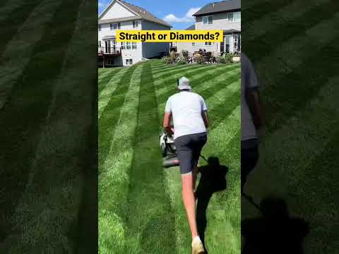 Lawn Stripes: Straight or Diamonds? #lawn #stripes #mowing #satisfying #before #after