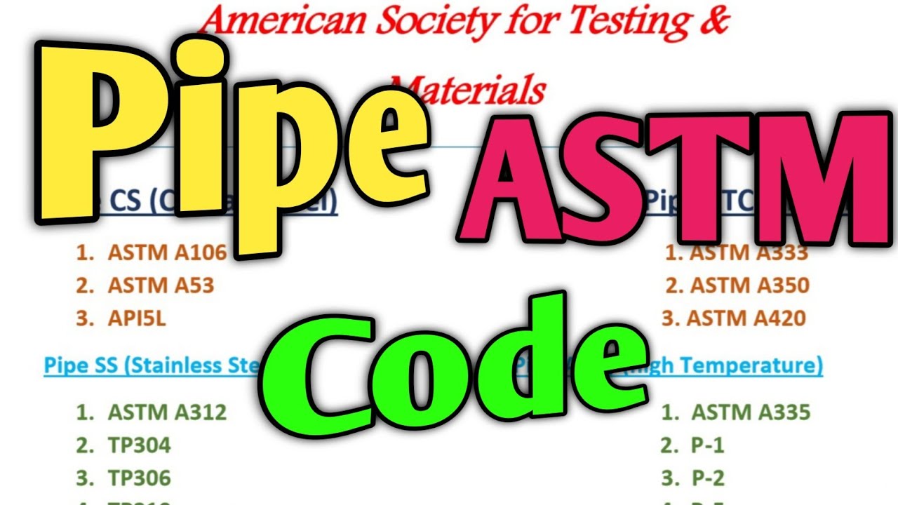 Astm Codes for Pipes & Fittings in Construction 🔧 | Piping Guruji