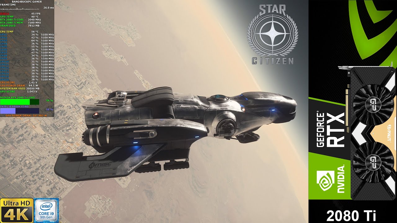 Star Citizen Alpha 3.9.1 Very High Settings 4K | RTX 2080 Ti | i9 9900K 5.1GHz