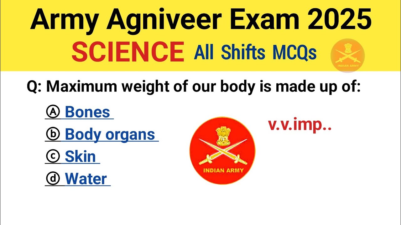 Army agniveer general science questions | army agniveer previous year question paper | science mcq