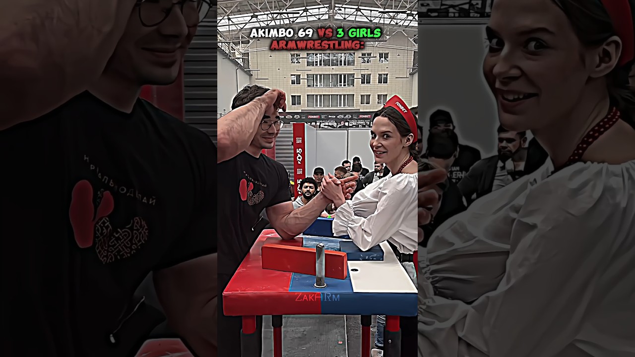 Akimbo 69 vs 3 Girls Arm Wrestling 💪