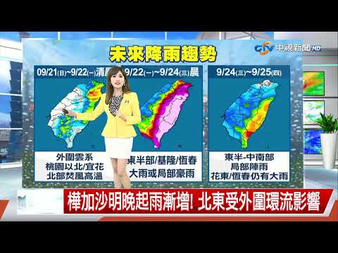 【彥廸氣象報報】樺加沙增強為中颱! 估明天"海陸警齊發"│中視晚間氣象 20250920