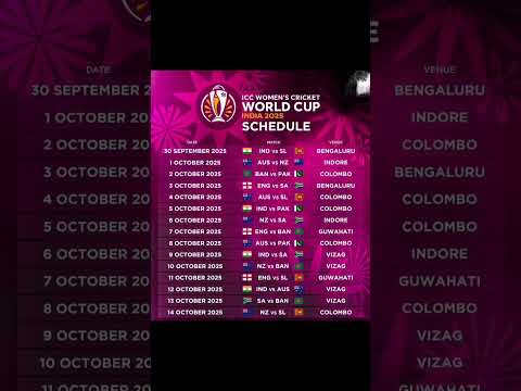 ICC Women's Cricket World Cup India 2025 Schedule #youtubeshorts #shorts #cricket #trending