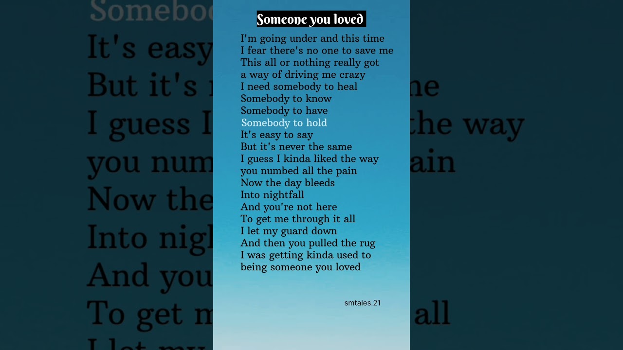 Heartfelt Lyrics of 'Someone You Loved' by Lewis Capaldi 🎶