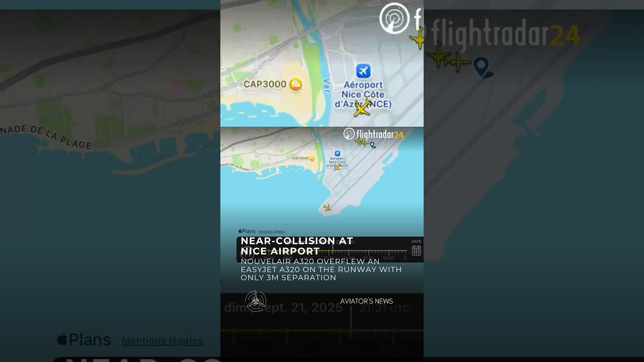 Near-Miss at Nice Airport: Nouvelair A320 Overflies EasyJet