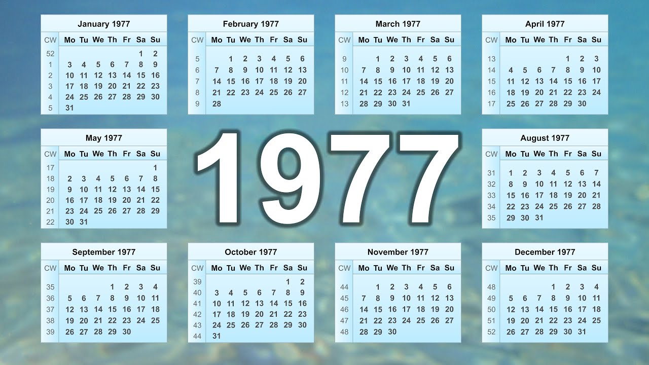 1977 Calendar 📅 Full Year Overview