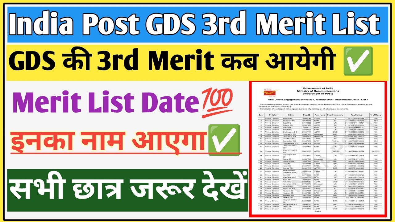 GDS 3rd merit list 2026 | GDS 3rd merit list date 2026 | GDS 2nd merit list 2026 | GDS merit list