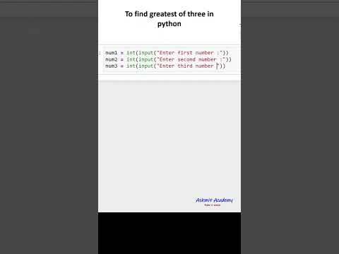 To find greatest of three number in python ( python for beginners )