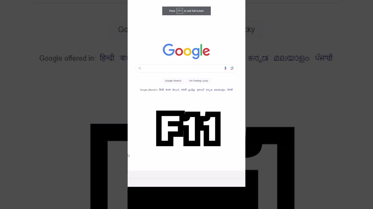 Chrome Full Screen Shortcut Key π