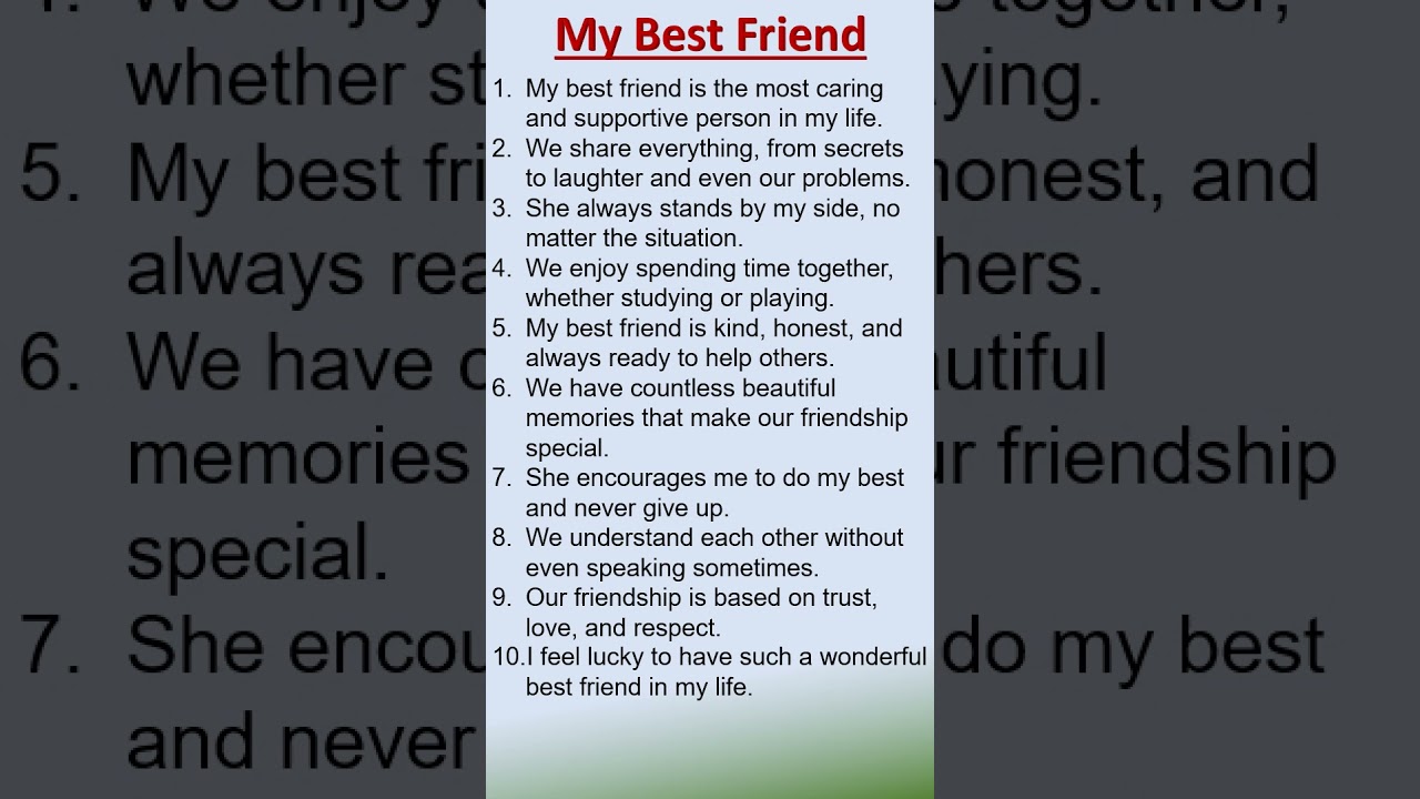 10 lines on "My Best Friend" Essay in English #essay #english #essaywriting #shorts #class 1-5
