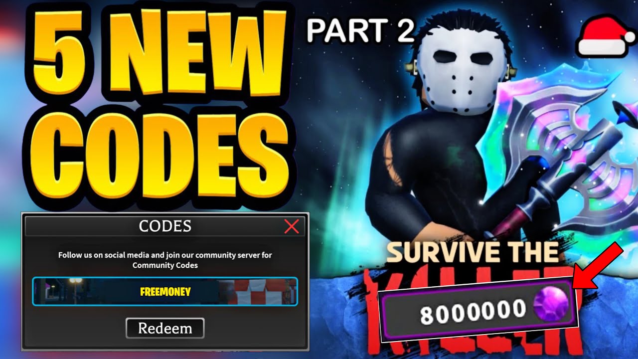 *NEW* All Working CHRISTMAS UPDATE CODES FOR SURVIVE THE KILLER | ROBLOX SURVIVE THE KILLER CODES
