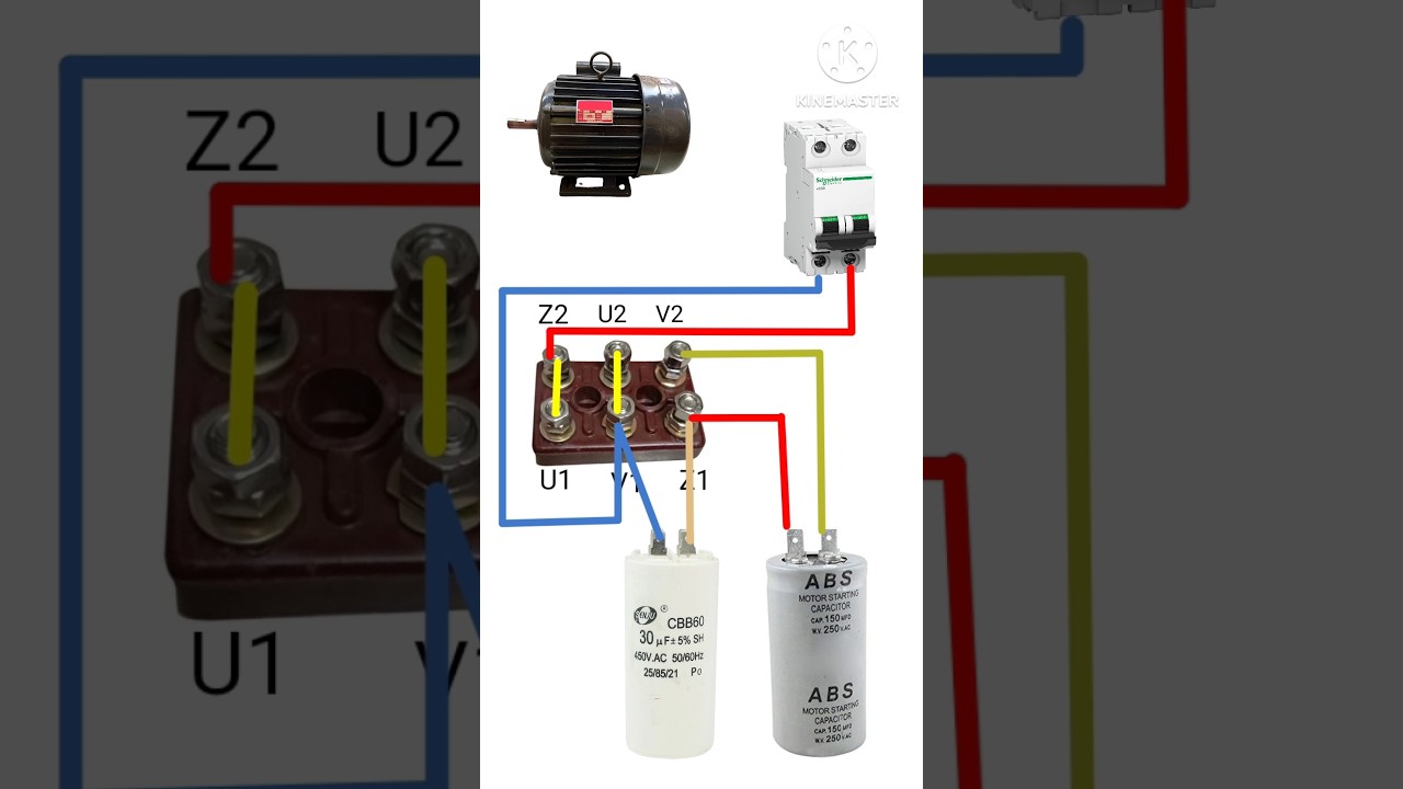 Wiring for Forward & Reverse Single-Phase Dual Capacitor Motor 🔧