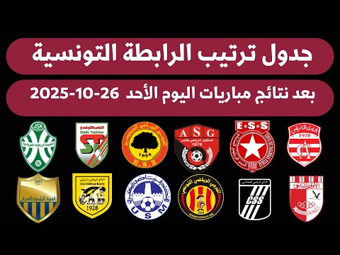 ترتيب البطولة التونسية الجولة 11 الأحد 26-10-2025  💥نتائج مباريات اليوم الرابطة التونسية