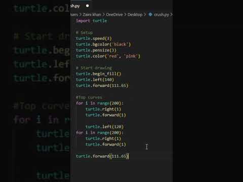 Impress your crush using python😉#pythonshorts #turtlegraphics #codingfun #pythonhacks #programming