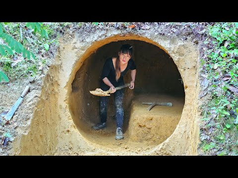 Build a secret room underground, deep in the forest - survival shelter