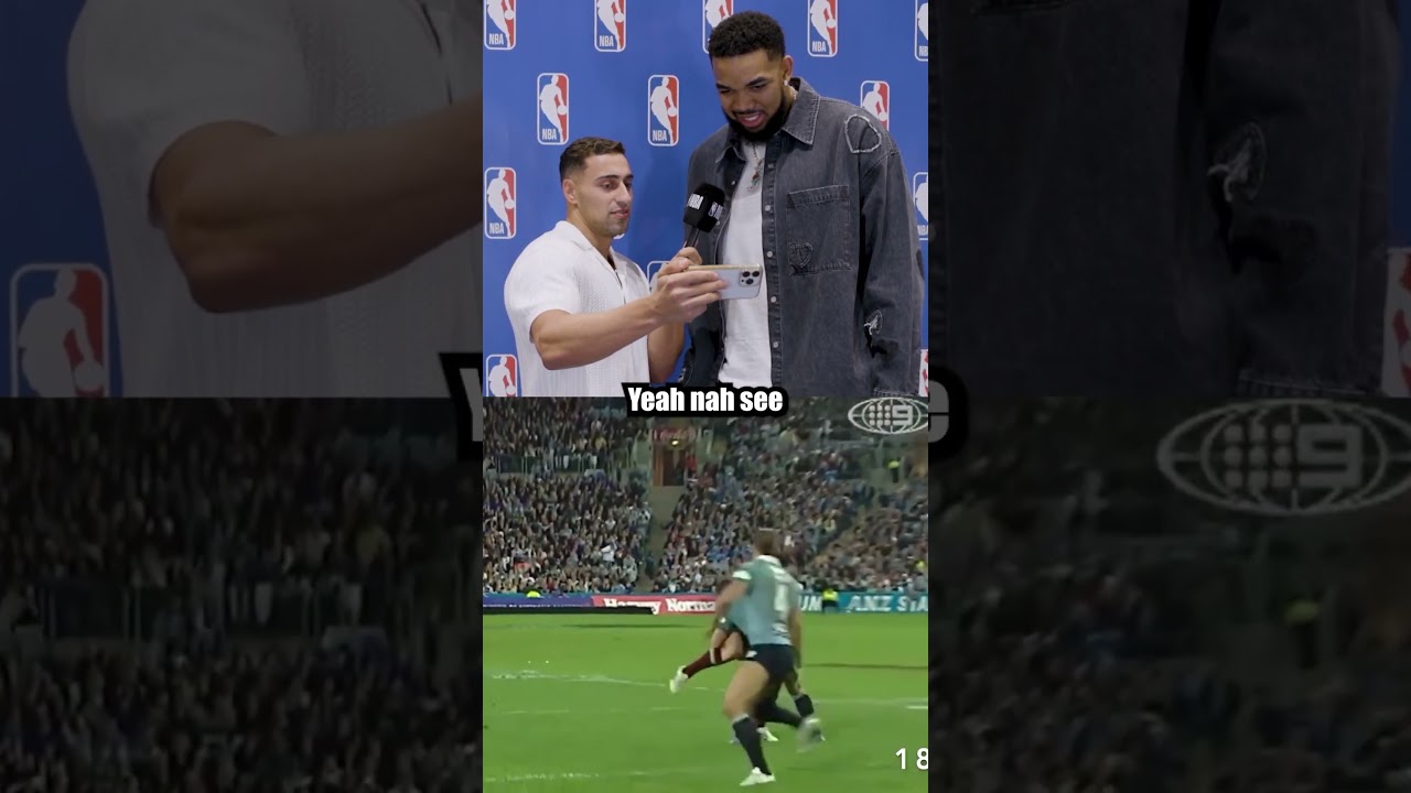 KAT Reacts to Epic State of Origin Hits! π | NBA x NRL Highlights