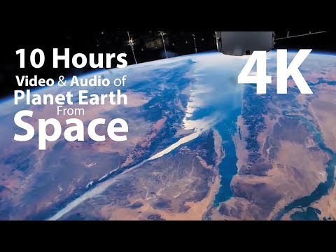 4K 10 hours - Earth from Space & Space Wind Audio - Long Video - relaxing, meditation, nature