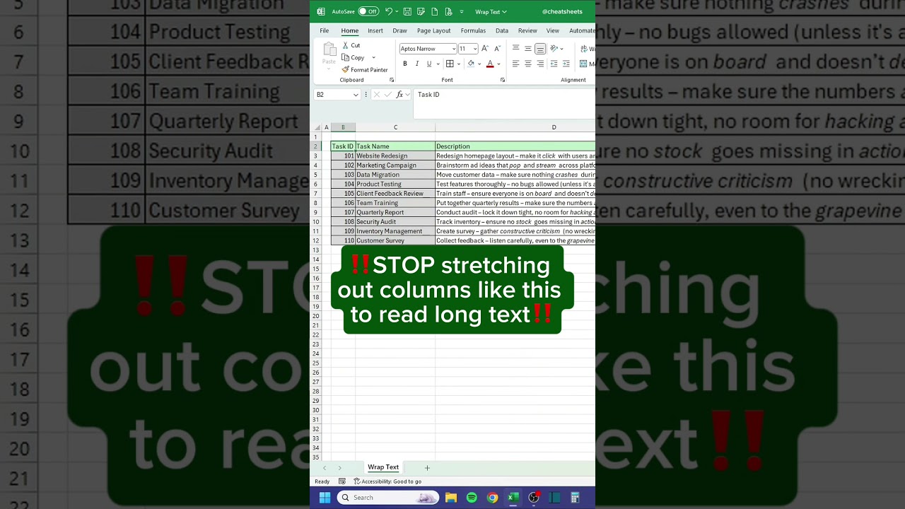 Wrap Text in Excel‼️ #excel