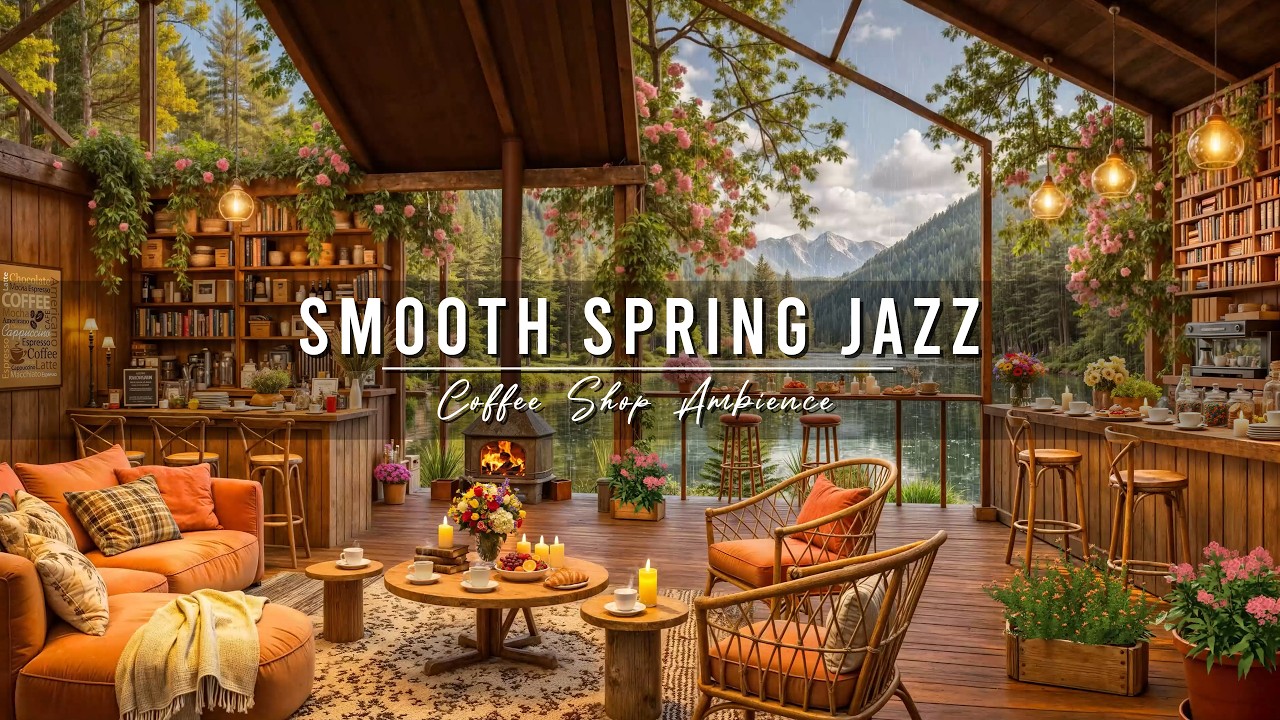 Rainy Jazz Music 🌸 Spring Coffee Shop Ambience & Smooth Jazz Instrumental Music for Relaxing, Work