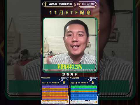 💰11月ETF配息排行榜TOP 3！00929月配息ETF表現如何？  | 吳馬克 ETF月報 #00929 #00878 #00901 #0055 #006208