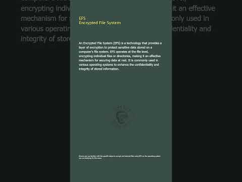 EFS - Encrypted File System - Security+