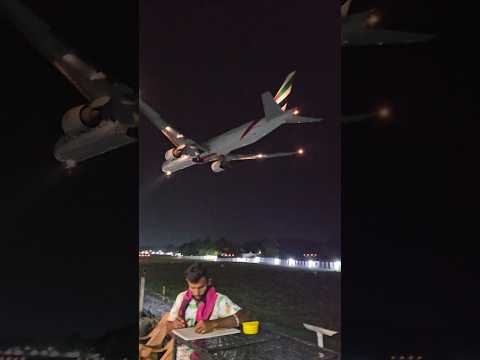 Emirates landing trivandrum airport. #flightlanding #trivandrumairport #flightlandingvideo