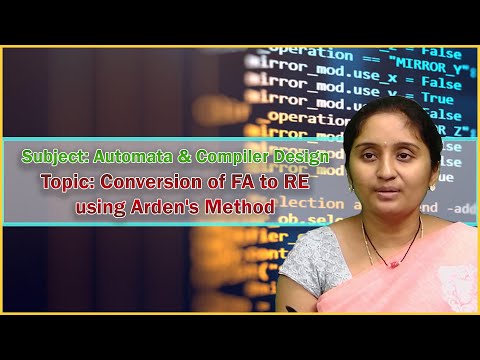 LEC14|Automata & Compiler Design |conversion of FA to RE using Arden's method by Mrs. D. Sravanthi